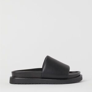 H&M black leather padded slide sandal 9